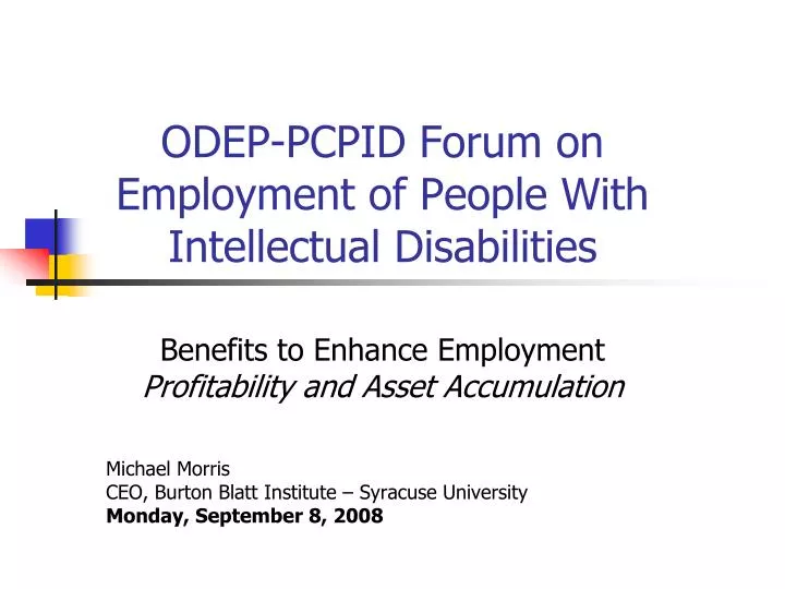 odep pcpid forum on employment of people with intellectual disabilities