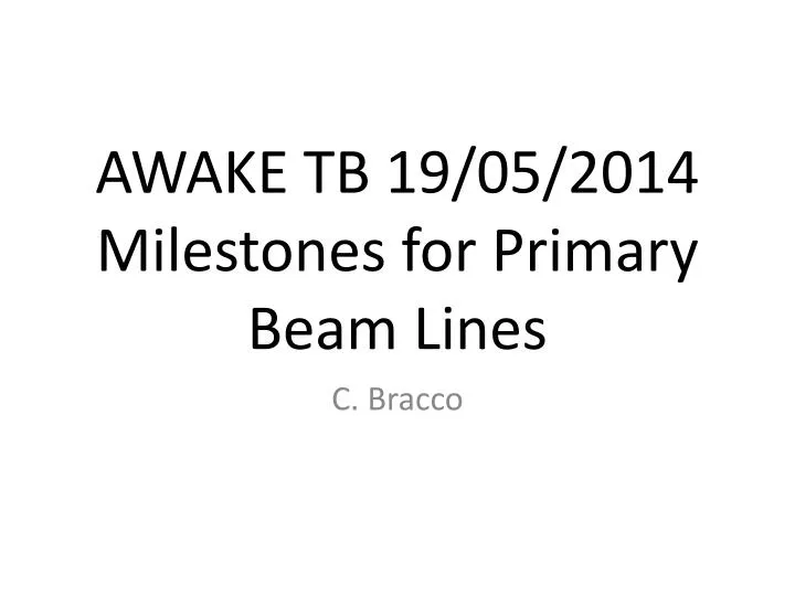 awake tb 19 05 2014 milestones for primary beam lines