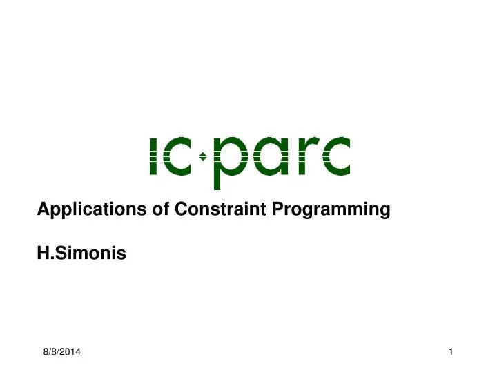 applications of constraint programming h simonis