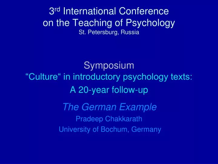3 rd international conference on the teaching of psychology st petersburg russia
