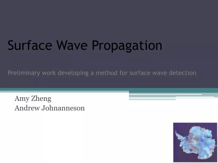 surface wave propagation preliminary work developing a method for surface wave detection
