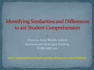 Identifying Similarities and Differences to aid Student Comprehension