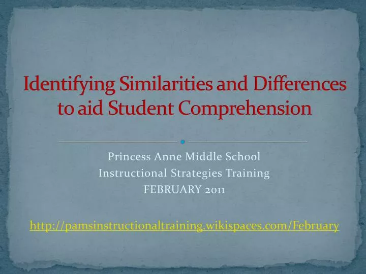 identifying similarities and differences to aid student comprehension