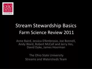 Stream Stewardship Basics Farm Science Review 2011