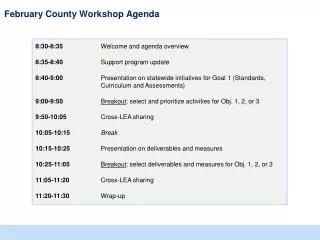 February County Workshop Agenda