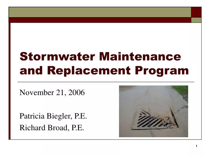 stormwater maintenance and replacement program