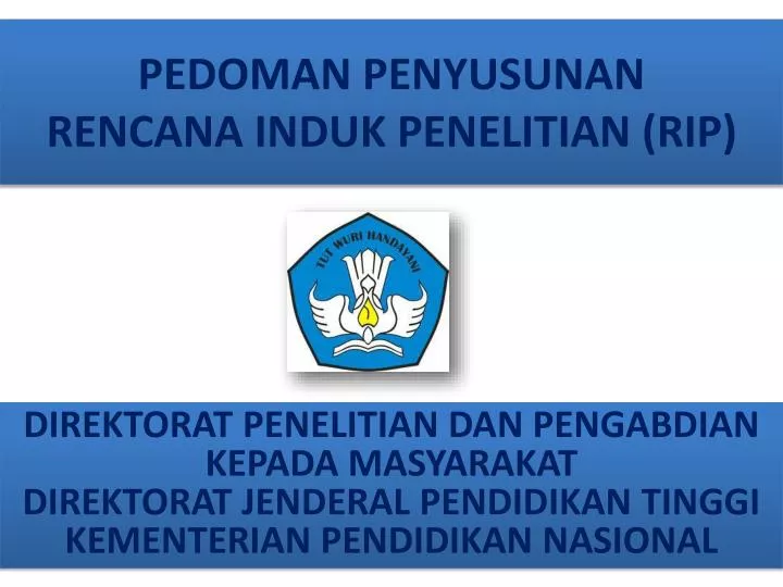 pedoman penyusunan rencana induk penelitian rip