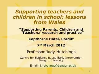 Supporting teachers and children in school: lessons from Wales