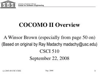 COCOMO II Overview