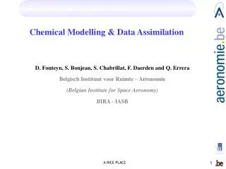 Chemical Modelling &amp; Data Assimilation