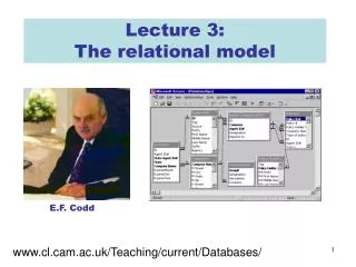 Lecture 3: The relational model