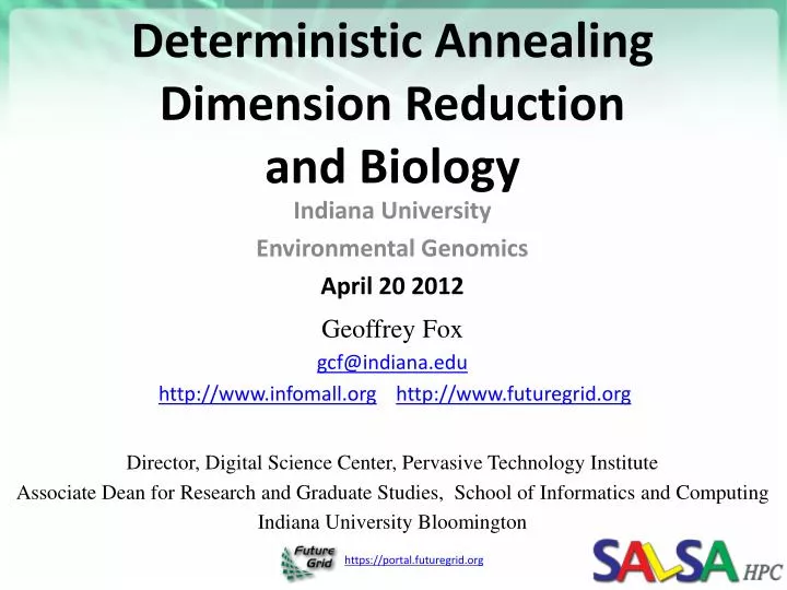 deterministic annealing dimension reduction and biology