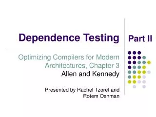 Dependence Testing