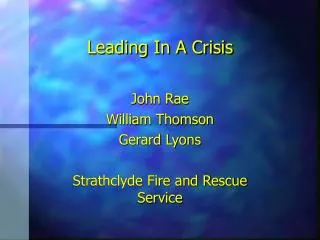 Leading In A Crisis
