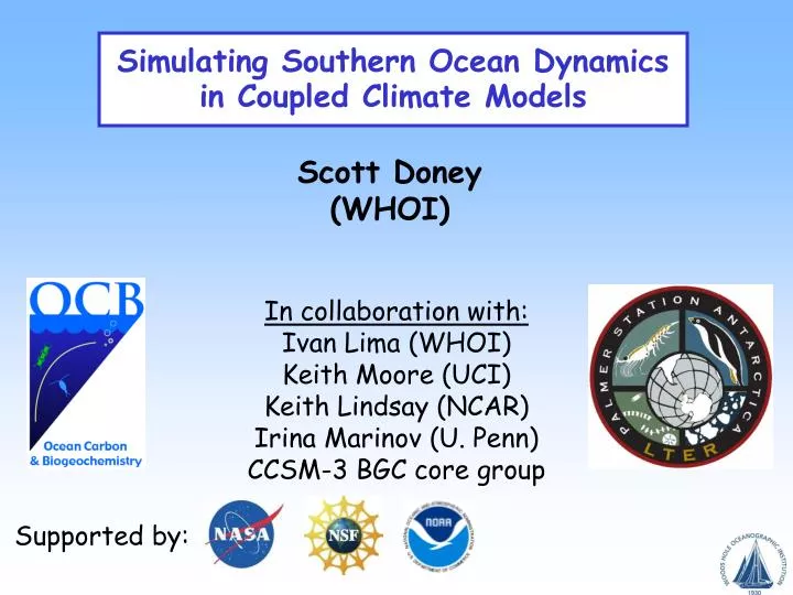 simulating southern ocean dynamics in coupled climate models