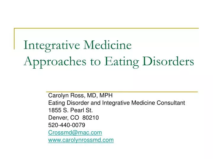 integrative medicine approaches to eating disorders