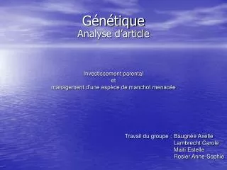 g n tique