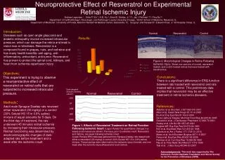 Neuroprotective Effect of Resveratrol on Experimental Retinal Ischemic Injury