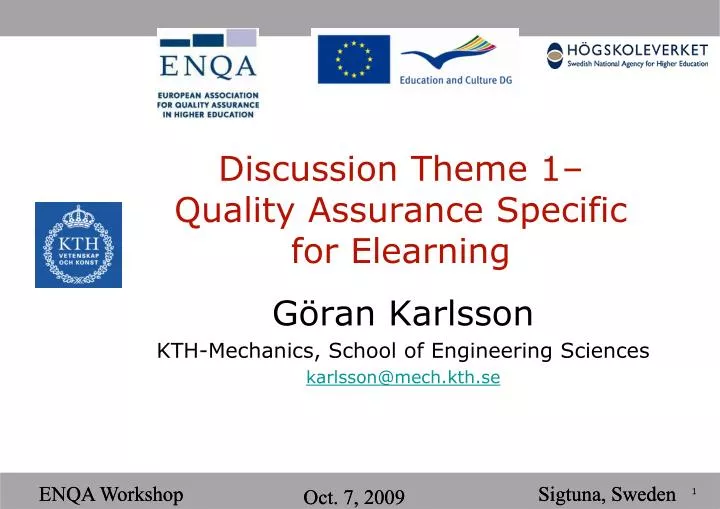 discussion theme 1 quality assurance specific for elearning