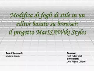 modifica di fogli di stile in un editor basato su browser il progetto marisawiki styles