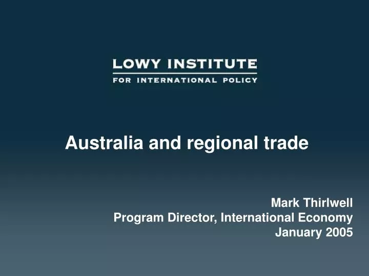 australia and regional trade