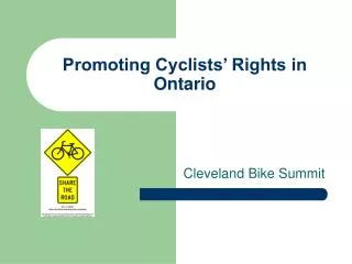 Promoting Cyclists’ Rights in Ontario