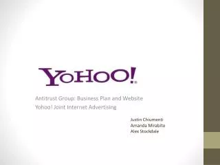 Antitrust Group: Business Plan and Website Yohoo ! Joint Internet Advertising