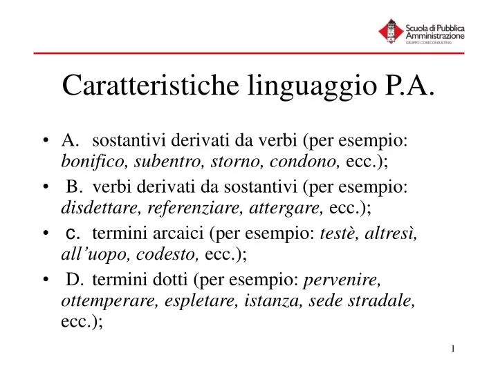 caratteristiche linguaggio p a