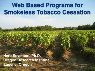 Web Based Programs for Smokeless Tobacco Cessation