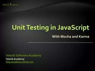 Unit Testing in JavaScript