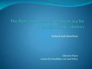 The Role and Potential of Advocacy for People with Disabilities