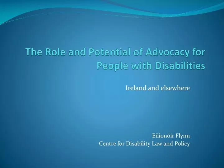 the role and potential of advocacy for people with disabilities