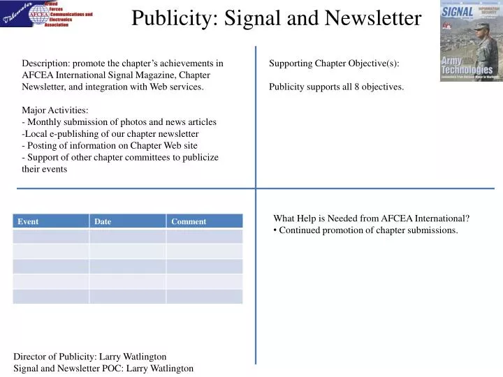 publicity signal and newsletter