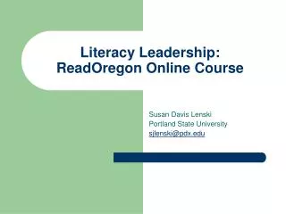 Literacy Leadership: ReadOregon Online Course