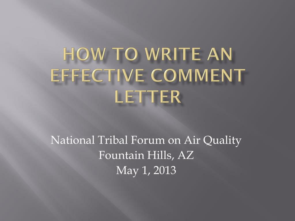 Comment Letter Examples PPT - How to Write an Effective Comment Letter PowerPoint Presentation ...