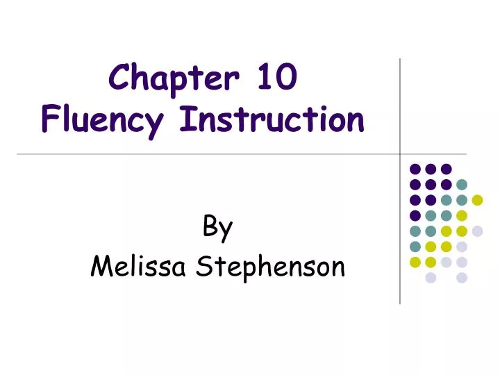 chapter 10 fluency instruction