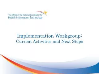 Implementation Workgroup: Current Activities and Next Steps
