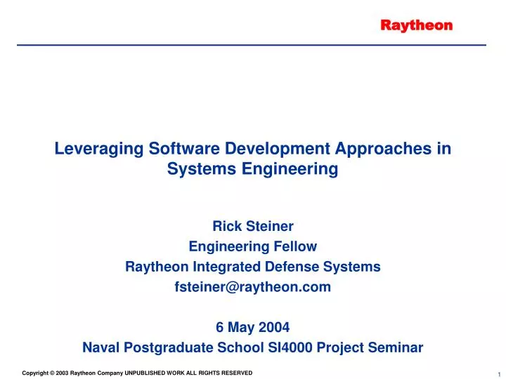leveraging software development approaches in systems engineering