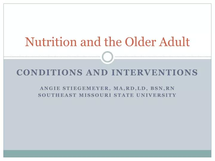 nutrition and the older adult