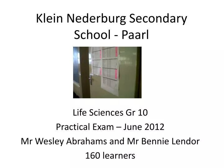 klein nederburg secondary school paarl