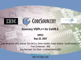 Sourcery VSIPL++ for Cell/B.E.