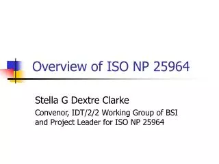Overview of ISO NP 25964