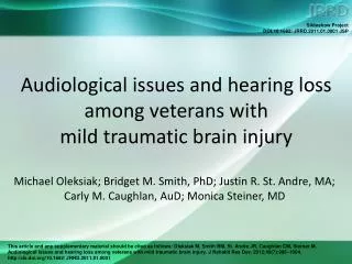 Audiological issues and hearing loss among veterans with mild traumatic brain injury