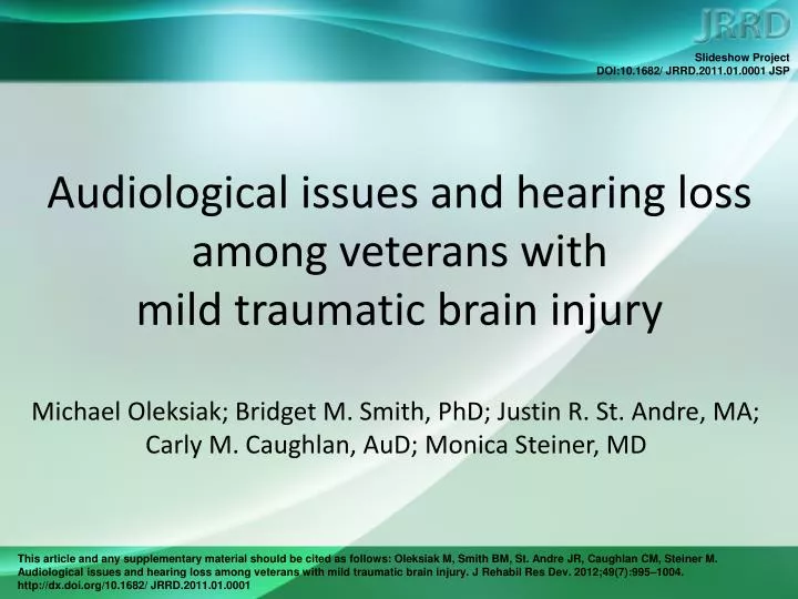 audiological issues and hearing loss among veterans with mild traumatic brain injury