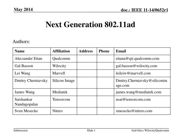 next generation 802 11ad