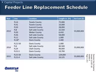 Feeder Line Replacement Schedule