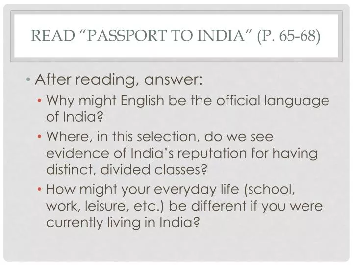 read passport to india p 65 68