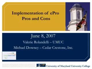 Implementation of ePro Pros and Cons