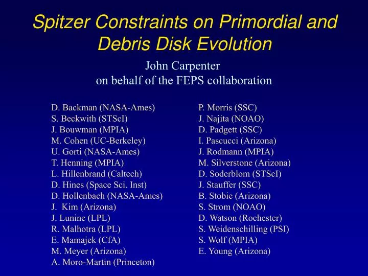 spitzer constraints on primordial and debris disk evolution