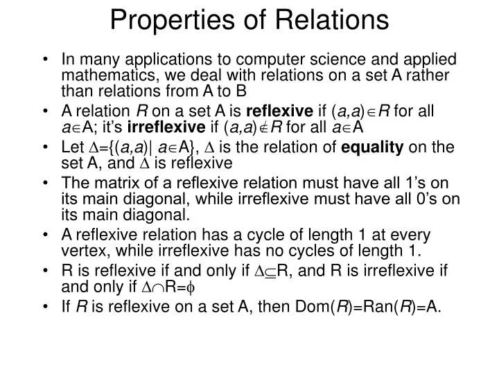 properties of relations